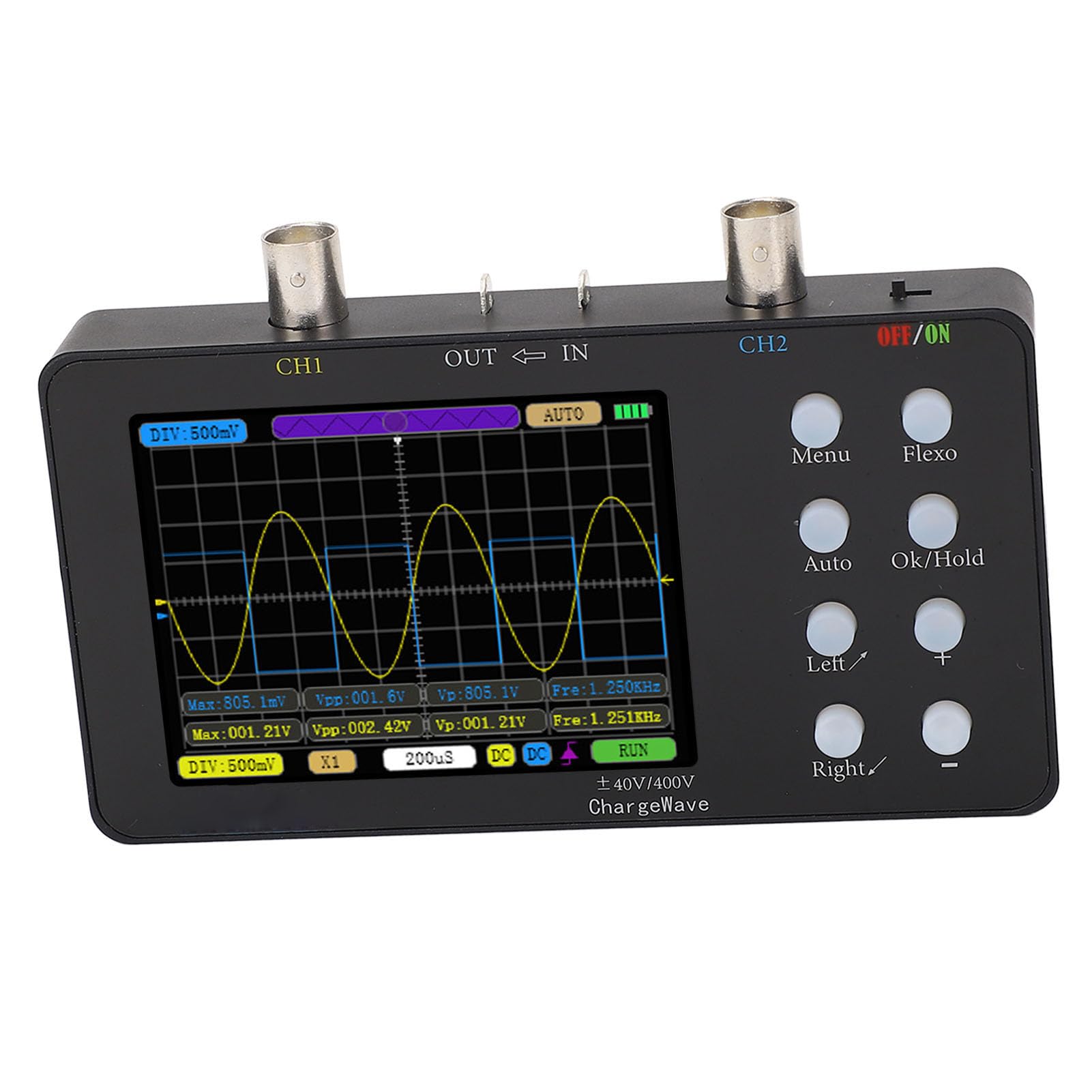 Jeffergarden Dispositivo Portatile Portatile con Oscilloscopio Digitale con Elevata Frequenza di Campionamento a 2 per la Riparazione di Elettrodomestici e la Diagnostica Automobilistica