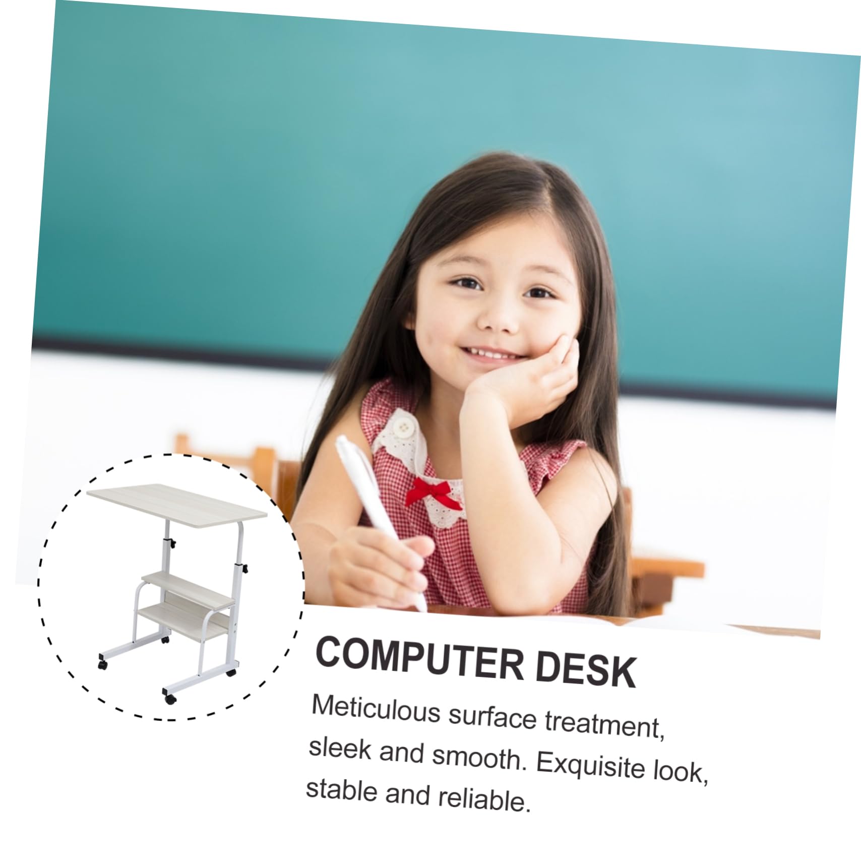 Lurrose 1pc Movable Bedside Computer Desk Lifting Table for Bedroom Dormitory and Home Office Versatile Laptop and Gaming Desk Oak Color