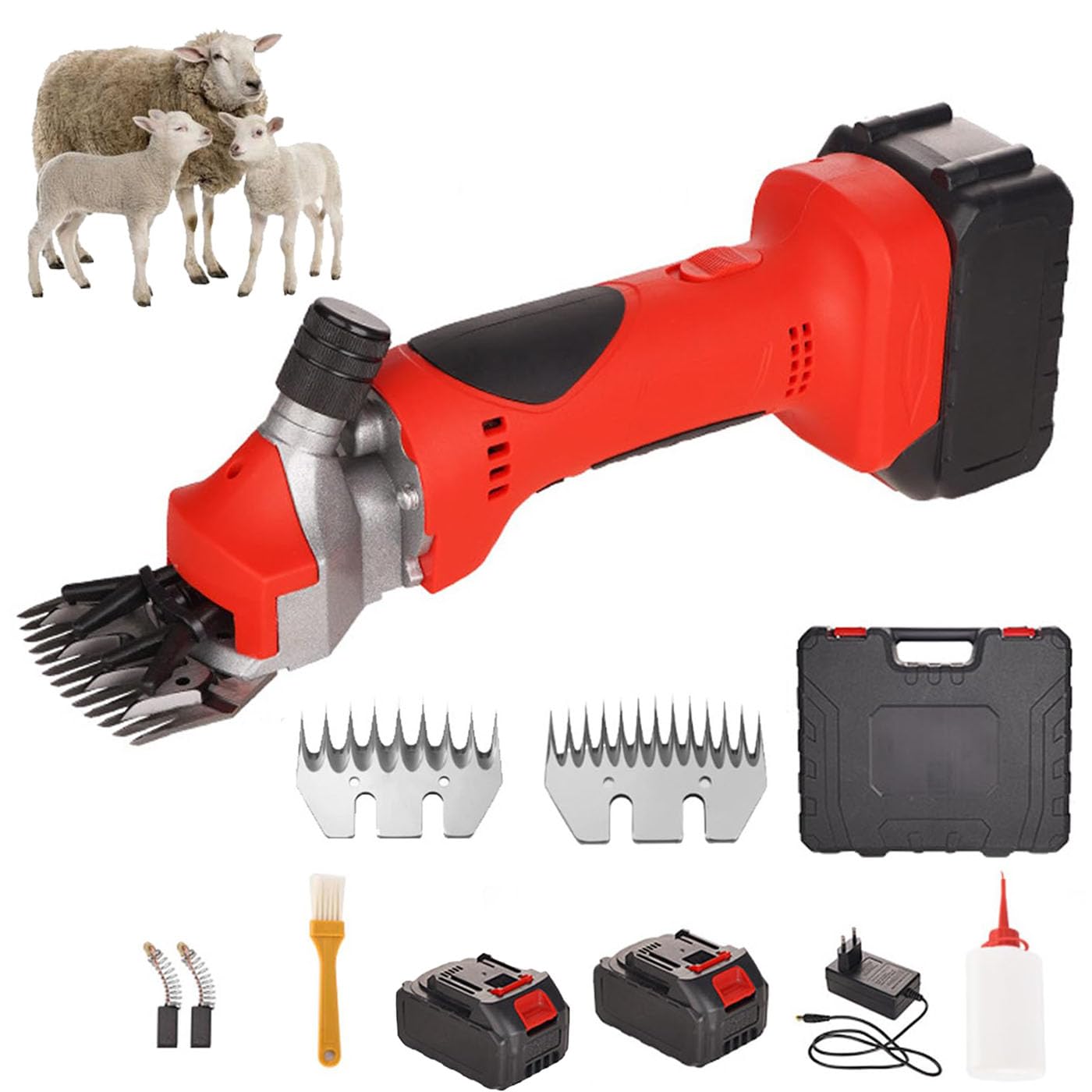 Forbici per Pecore A Batteria - Tosatrici Elettriche per Pecore da 550 W con 2 Batterie, Lama Dritta da 9/13, Cesoie per Pecore Professionali per Pecore, Capre, Bovini E Altri Animali da Allevamento