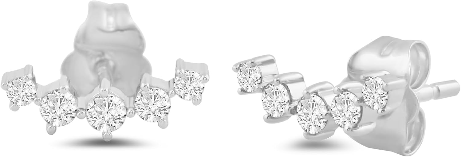 Amazon Essentials White 10K Gold 0.25 cttw Round Diamonds Stud Earrings - Image 2