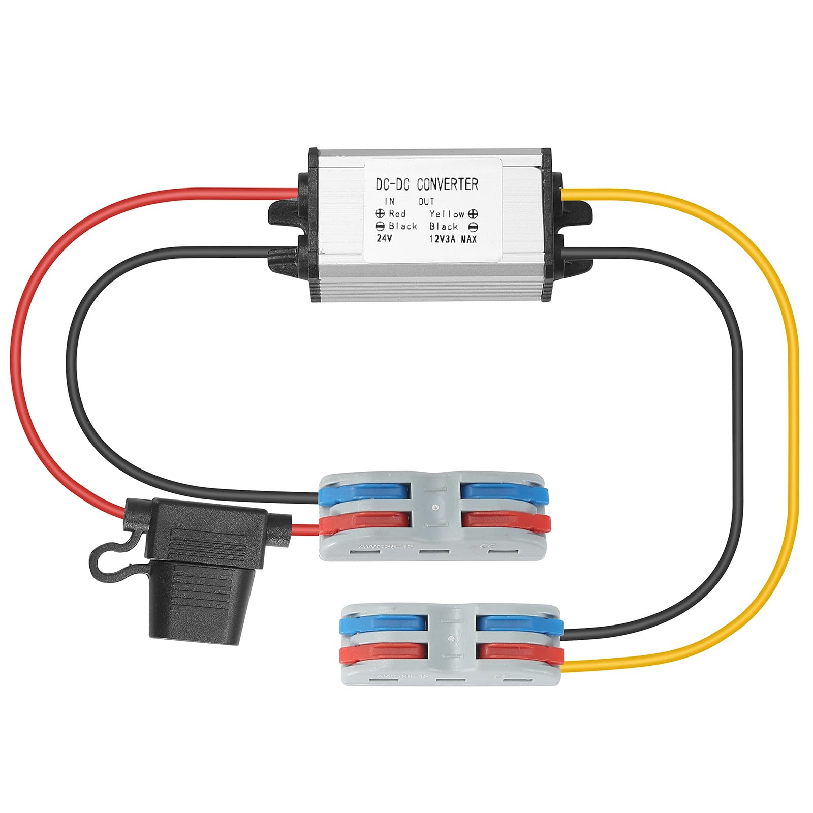 YABOANG DC Buck Transformer 24V to 12V 3A 36W Step Down Converter,Waterproof Power Transformer Auto Step-down Module for Golf Cart/Electric scooter/Truck- DC Buck 24V to 12V Converters
