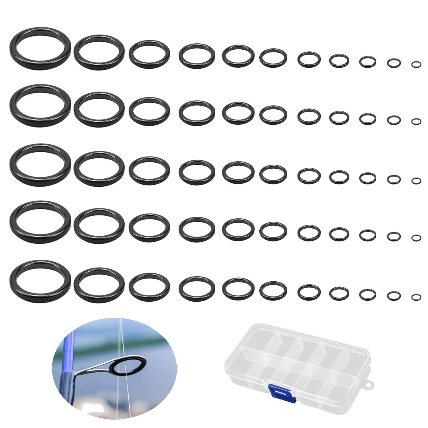 Kit riparazione canne pesca 10pz acciaio inox anelli guida ceramica