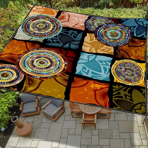 Morbuy Toldos Exterior Terraza Rectangular con Cuerda, Patrón 3D Lona Sombra Transpirable Impermeable Toldo Camping Malla de Sombreo para Patio,Jardín, Terraza (Patchwork,180x180cm)