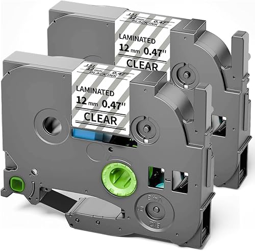 Repuesto para cinta Brother Label Maker Clear TZ de 0.472 in 0.47 pulgadas, cinta de etiquetas Ptouch negra sobre transparente TZe-131 TZe131 P
