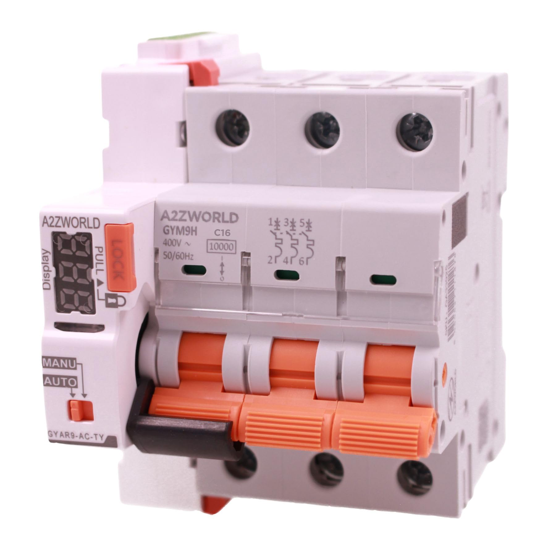 Interruttore Magnetotermico WIFI Riarmo Automatico, 3P 16A C16, MCB Curva C 10kA, APP Tuya Smart Life, 4 Moduli DIN 400V, Serie Professionale GYM9H