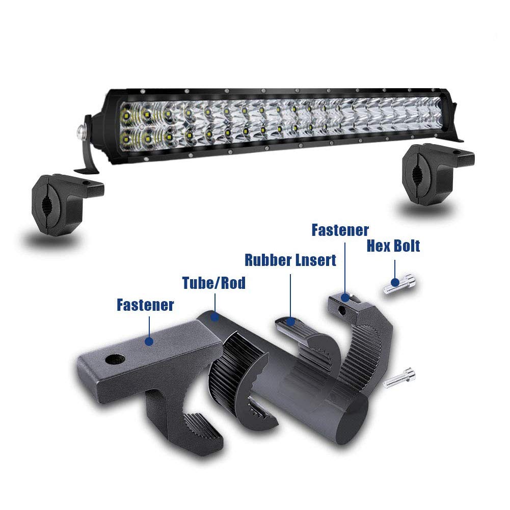 Support Universel Pour Barre LED - Pince En Aluminium Pour Tube 35-50mm - Pour 4x4, Pick-up, UTV - Installation Sans Perçage