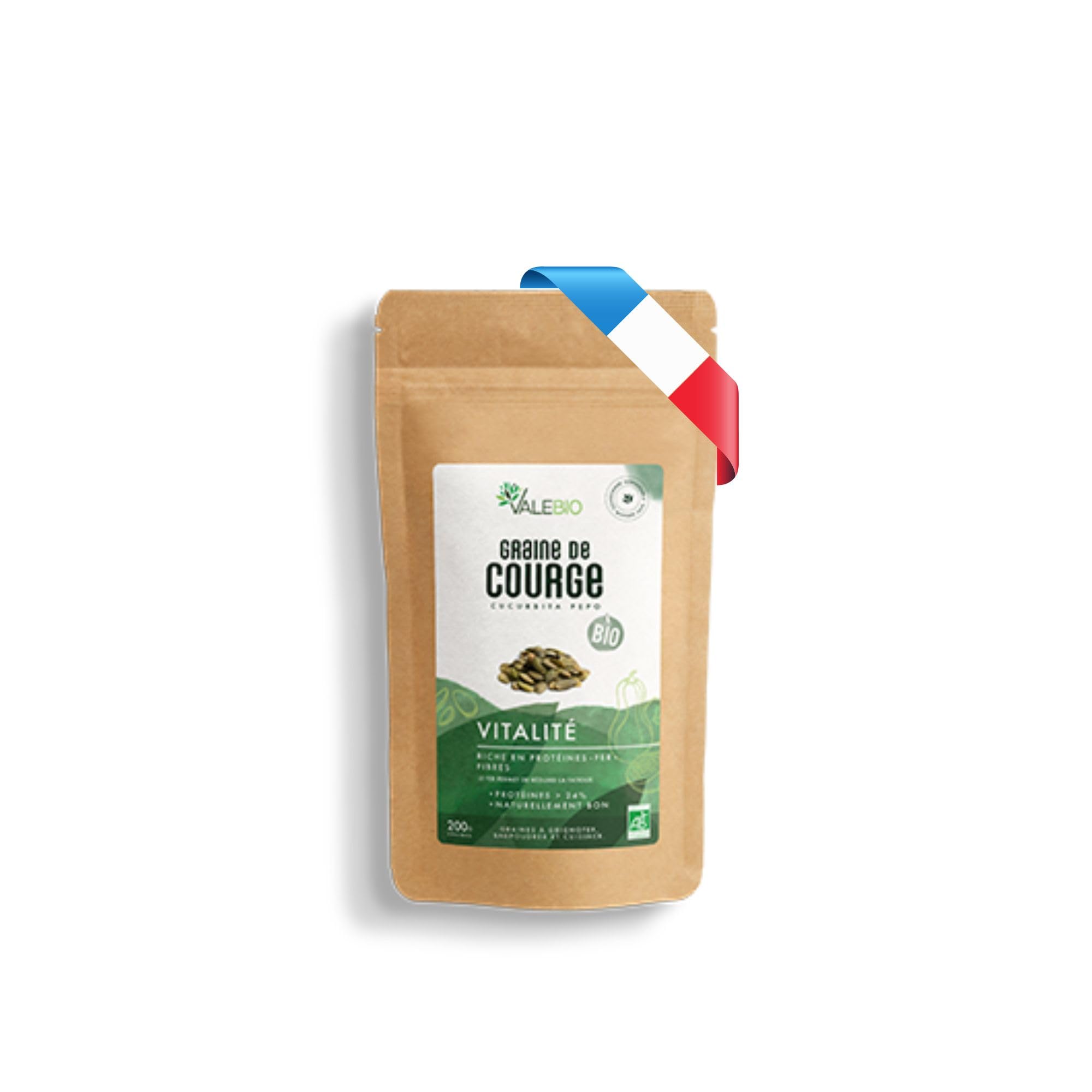 Graine de courge bio | Source de fer et riche en protéines | 200g | Valebio