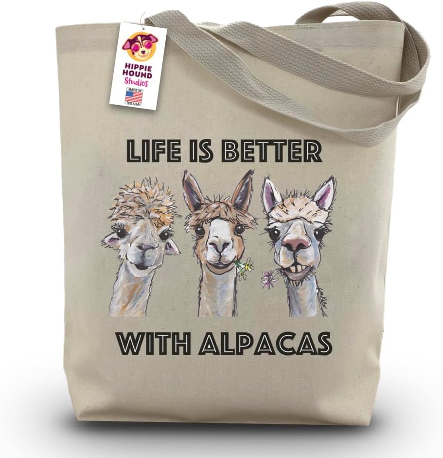 Alpaca Tote Bag - Life is Better Alpaca - Alpaca Gifts - Alpaca Gifts - Handmade Tote - Alpaca Canvas Bag - Shopping Bag - Mother's Day Alpaca - Shoulder Bag - Grocery Bag - Handbag - Beach Bag