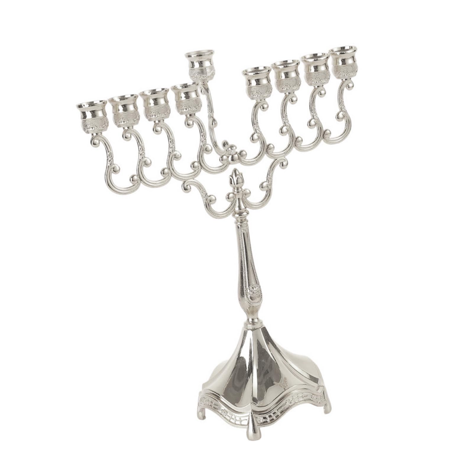 Tsophreniq Hanukkah Candelabra Holders 9 Branch Metal Menorahs Elegant Religious Stand for Festives Centerpieces Metal Menorahs