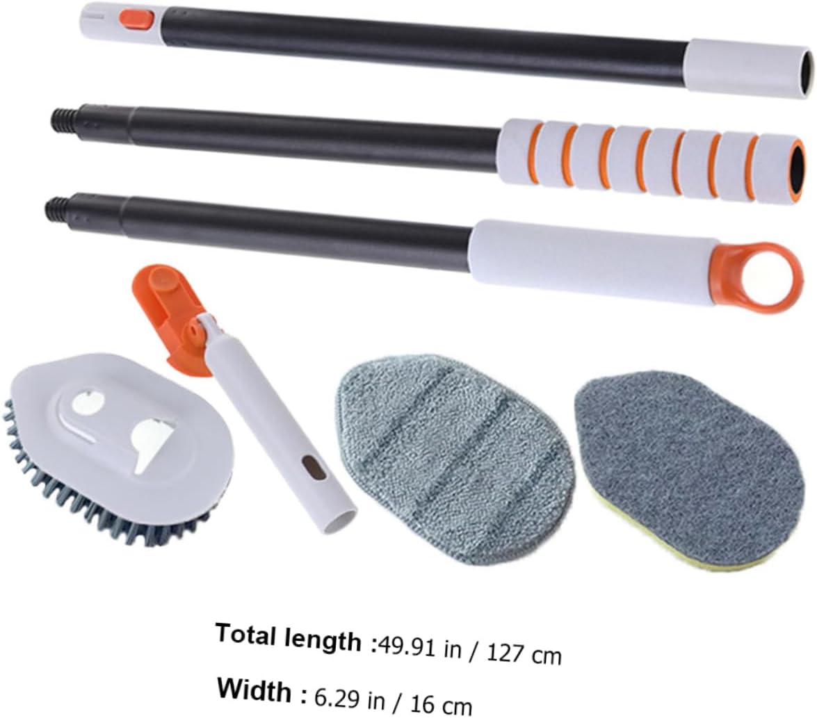 Multipurpose Floor Seam Brush for Cleaning Bathroom Tub Tile Scrubber Brush Extendable Handle