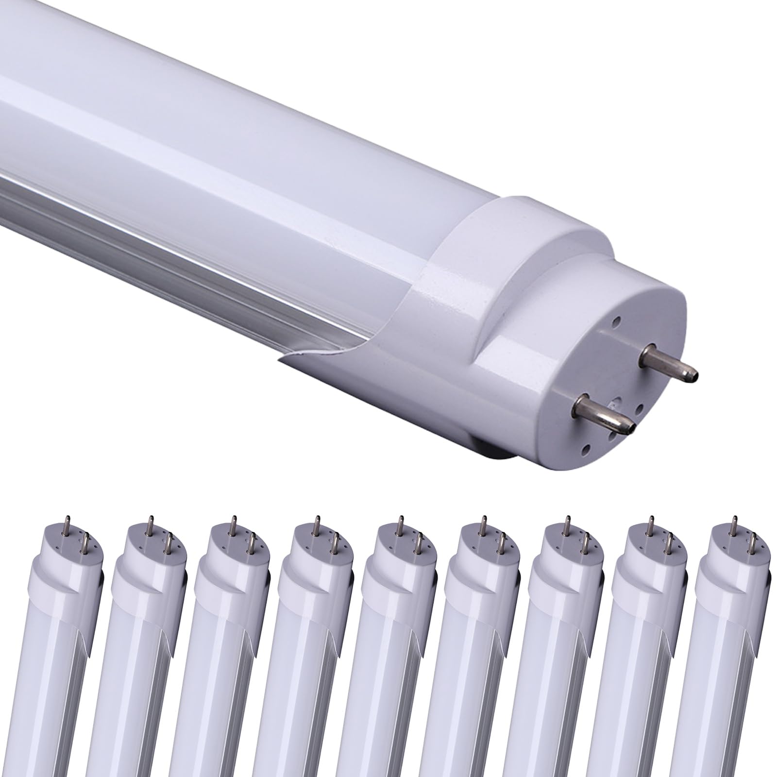 120CM 36W / 20W T8 Double puce conduit Tube, Haut PF Flicker-Free, Interface G13, Remplacez les tubes fluorescents, Pack de 6 (Blanc chaud 3000K, 1.2M 20W Couverture laitière)