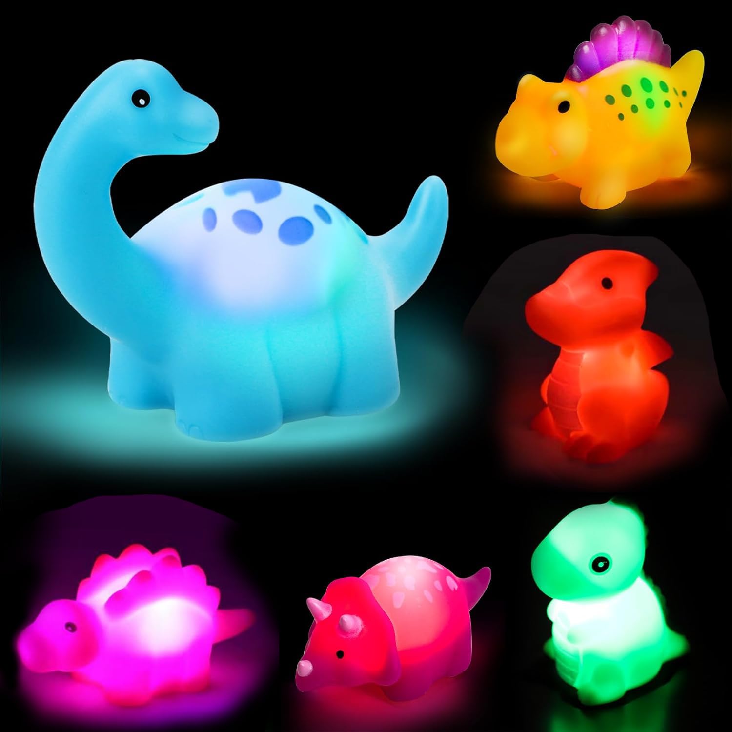 Dinosaur Animal Bath Toys, 6 PCS Sensory Toys, No Hole No Mould Bathtub Toy, Anti Mould Dinosaur Animals Swimming Pool Water Toy, Animals Water Play for Boys Girls