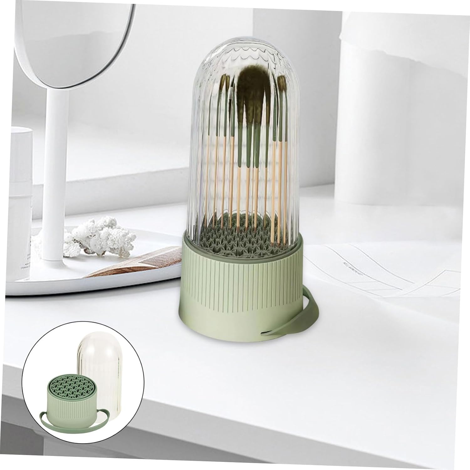 Light Silicone Makeup Brush Cleaner Box for Travel Green