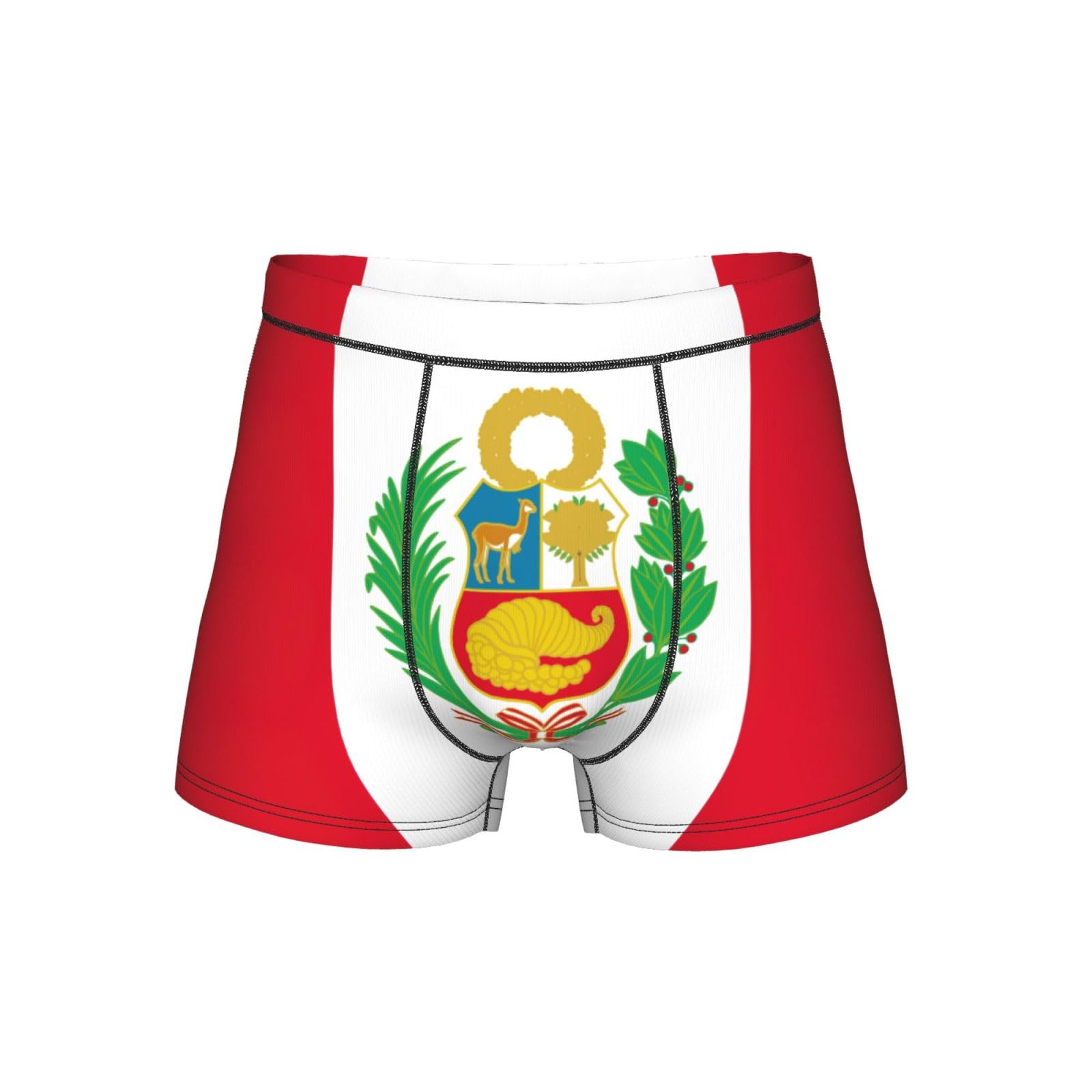 DUWAA Flag Of Peru Print Mens Performance Underwear, Athletic Breathable Boxer Briefs For Sports And Daily Wear Black