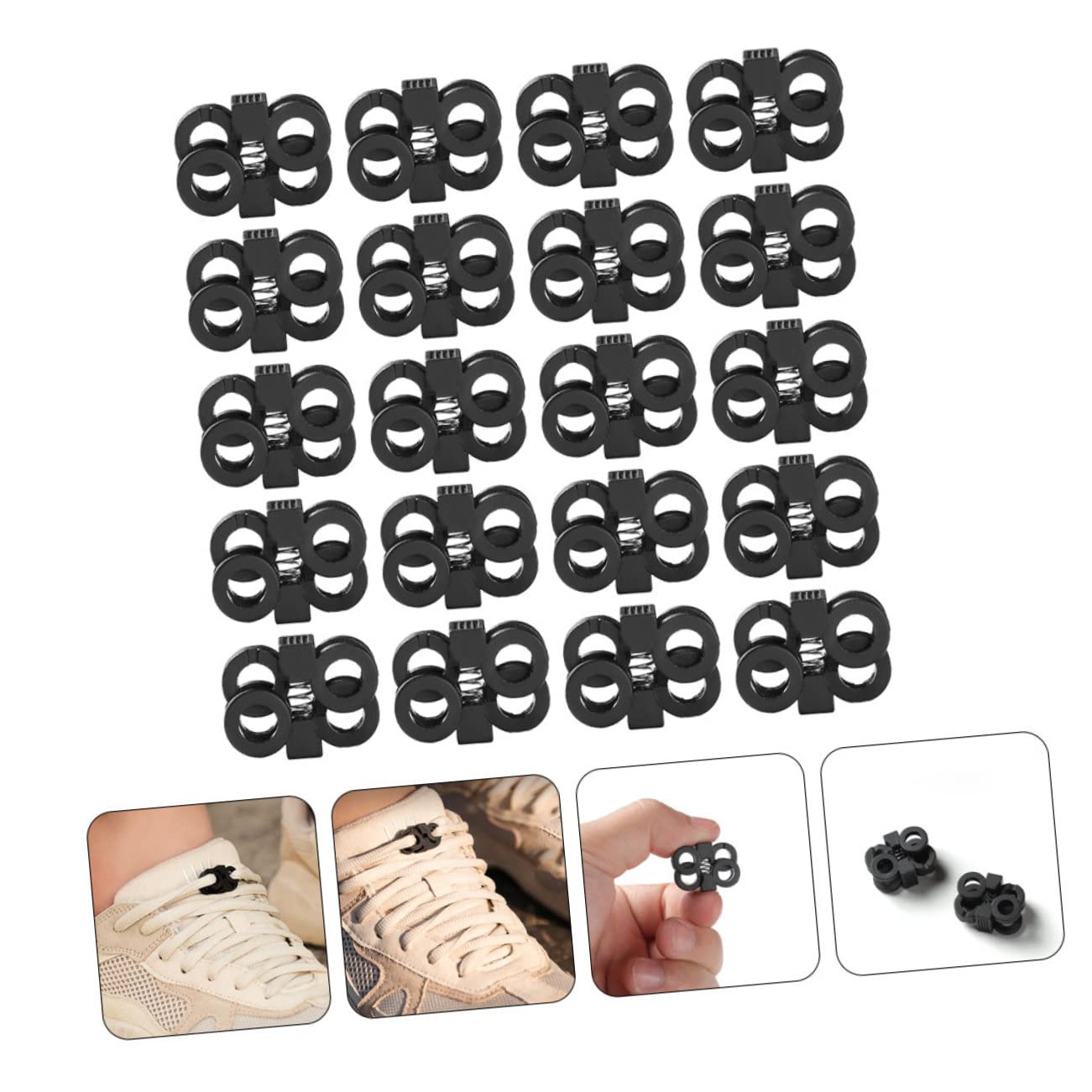 IWOWHERO Shoe Lace Locks Shoelace Buckle Non-slip Shoelace Fastener Easy to Use Shoelace Buckle for Children Elderly 20pcs Set
