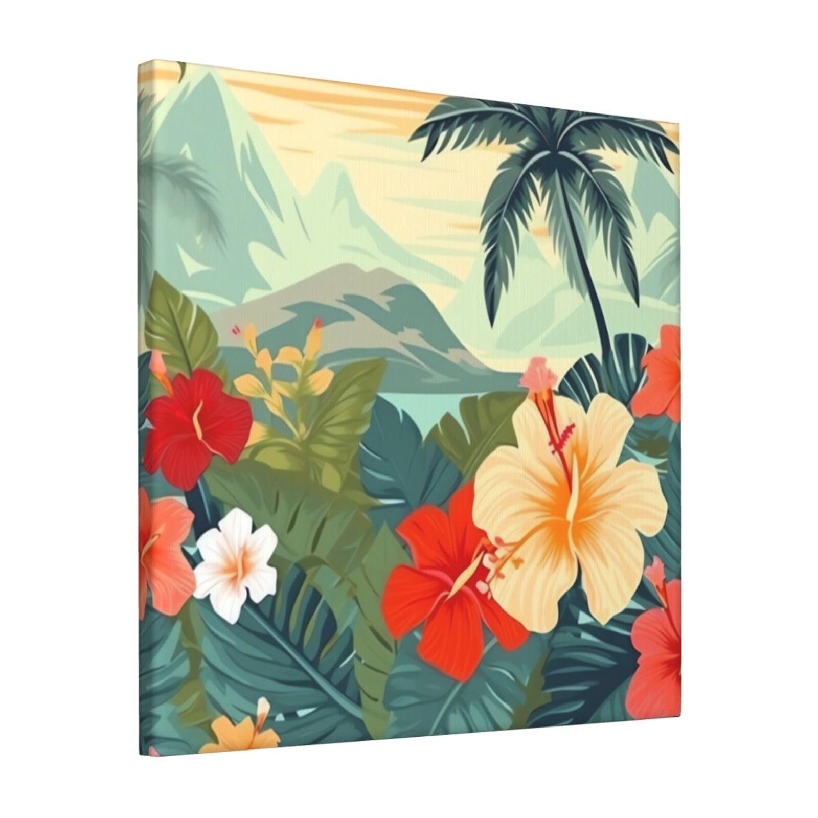 KLOPH summer hawaiian Canvas Wall Art for Living Room 12"x12" Modern Artwork Painting for Bathroom Hanging Canvas Prints Aesthetic Wallart for Bedroom Kitchen Office Wall Decor
