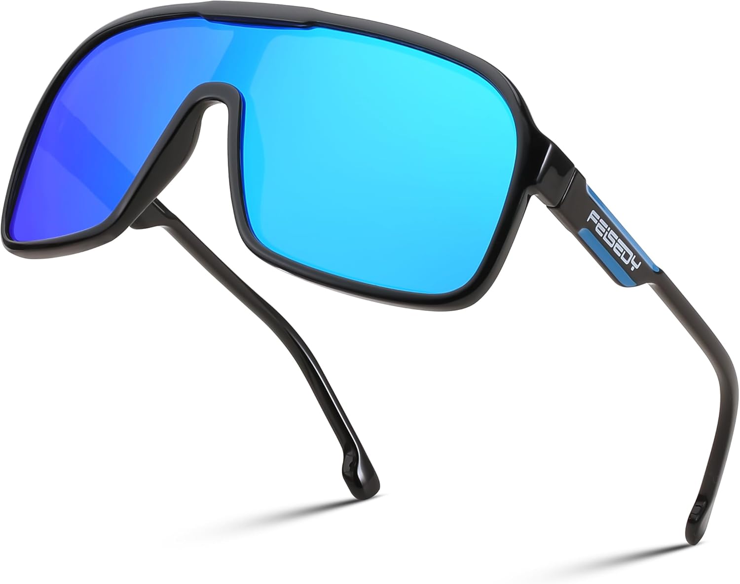 FEISEDY Fashion Polarized Sunglasses Oversized One Piece Reflective Lens Sports Sun Glasses B0122