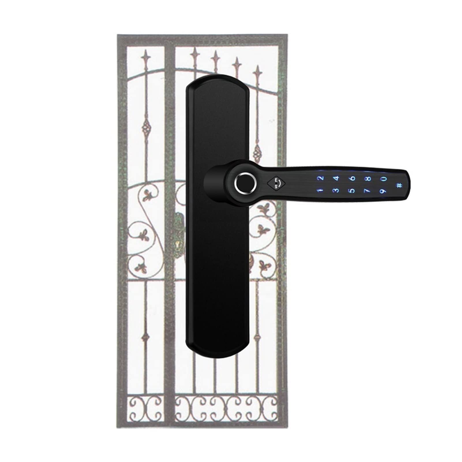 VChics Serrure de porte intelligente, Verrouillage de porte intelligent double empreinte digitale et mot passe verrouillage Bluetooth Appliquer Poignée for la métallique creuse en fer forgé d22(6085)