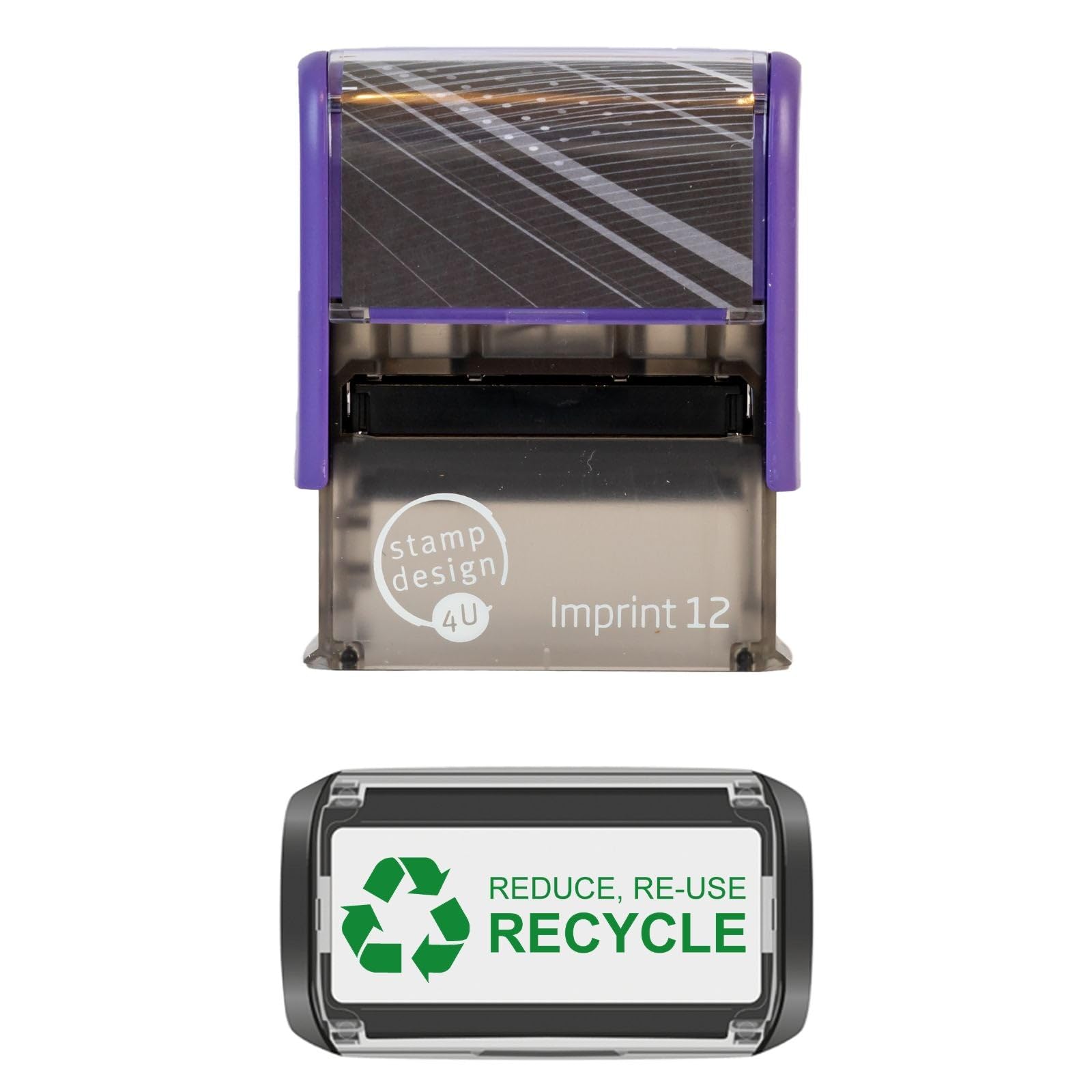 Imprint 12 Rubber Stamp - 48x18mm Impression Size with Eco-Friendly Recycling Designs
