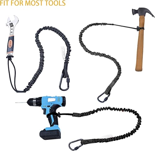 Miniatura 5 de Paquete de 3 cordones retráctiles para herramientas, correa de seguridad para herramientas de protección contra caídas con mosquetón de bloqueo de