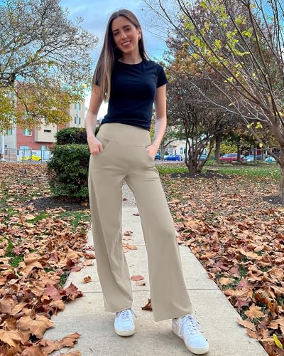 Image of Promover Wide Leg Pants Woman Yoga Pants with Pockets Stretch Loose Casual Lounge Sweatpants Petite /Regular /Tall
