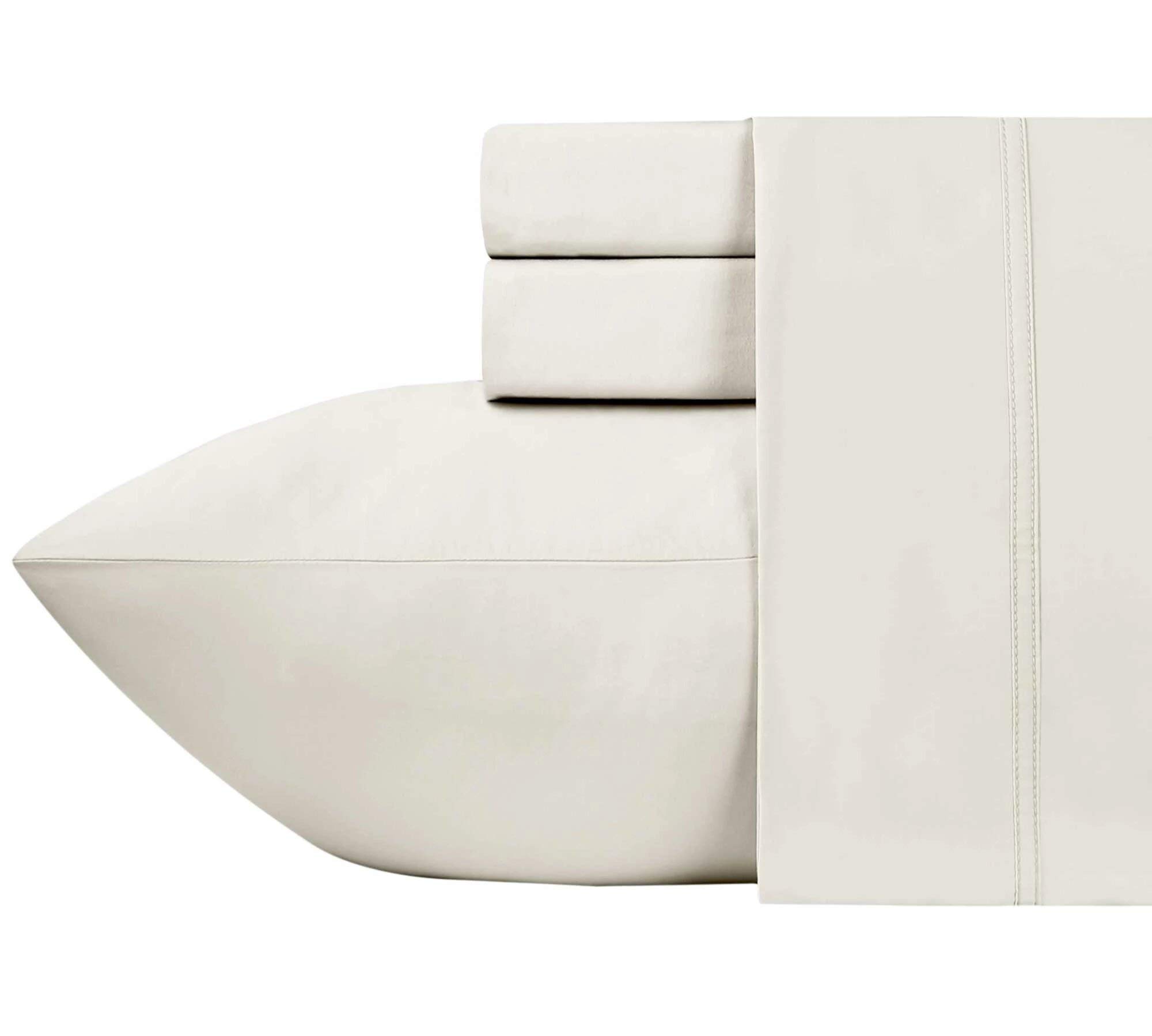 ARlinen Cotton Sheets Set Ivory Solid Extra Long-Staple Cotton 400 Thread Count Bedsheets, King Sheet Set, Fits Mattress 16'' Deep Pocket Soft & Sateen Weave 4 Piece Sheets and Pillowcases