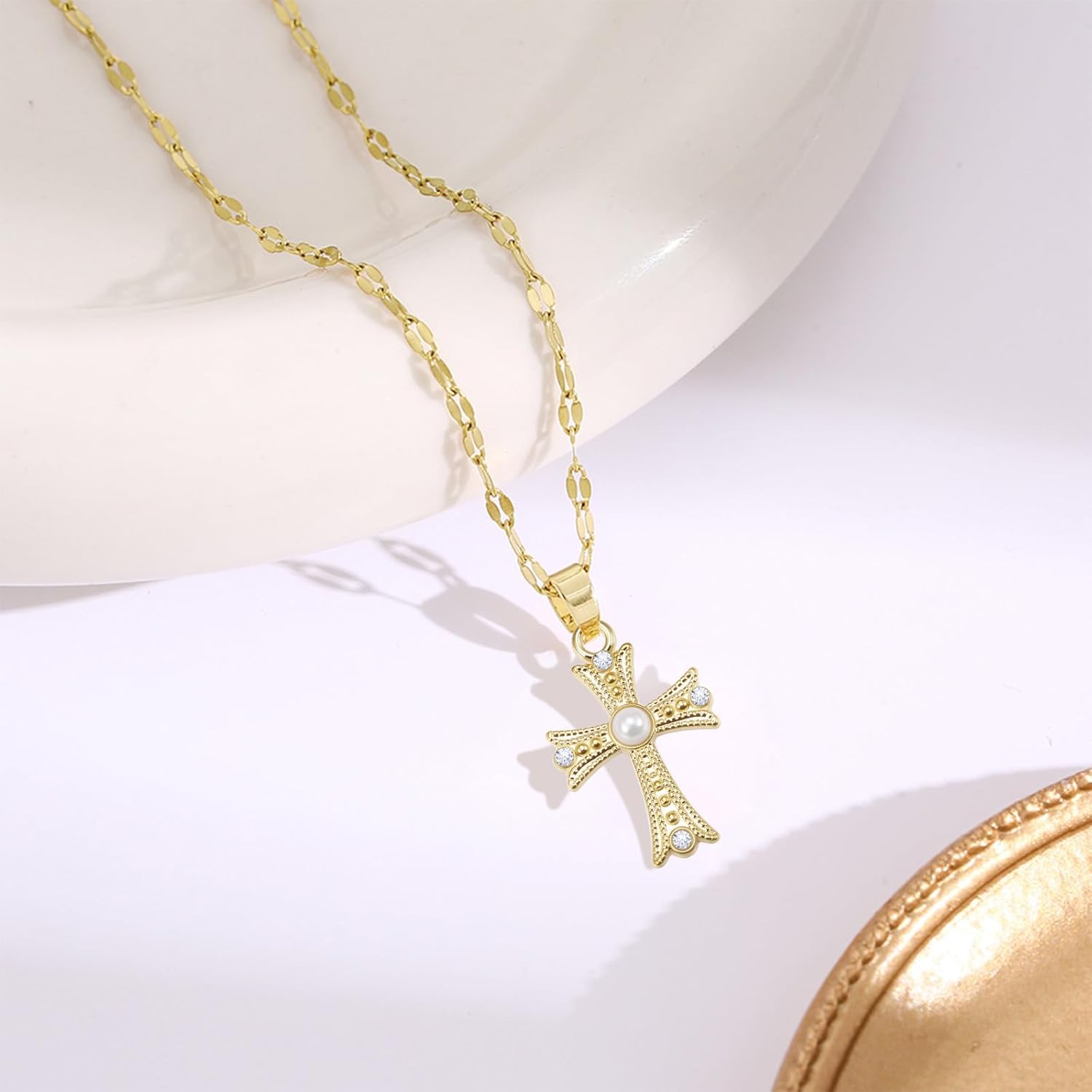 30Pieces Metal Heart Rhinestone Tiny Cross Charms Religious Jesus Crucifix Pendant Beads for DIY Mexican Bracelet Earring Necklace Jewelry Making - Image 5