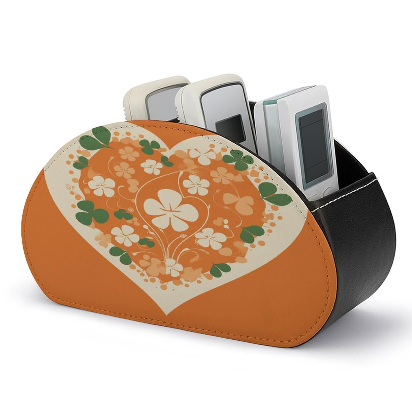 Btcowzrv Style Heart Shape On Background Remote Control Holder With 5 Compartments
