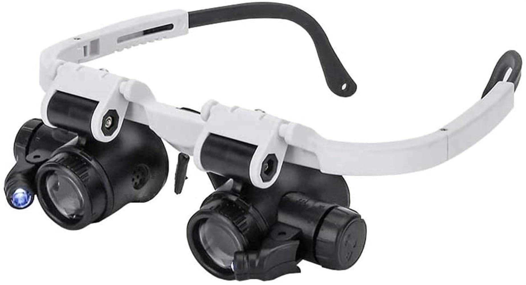 Lupa portátil Lupa de Diadema con luz LED, lupas montadas en la Cabeza 3 Lentes Desmontables para Lectura, reparación electrónica de Relojes