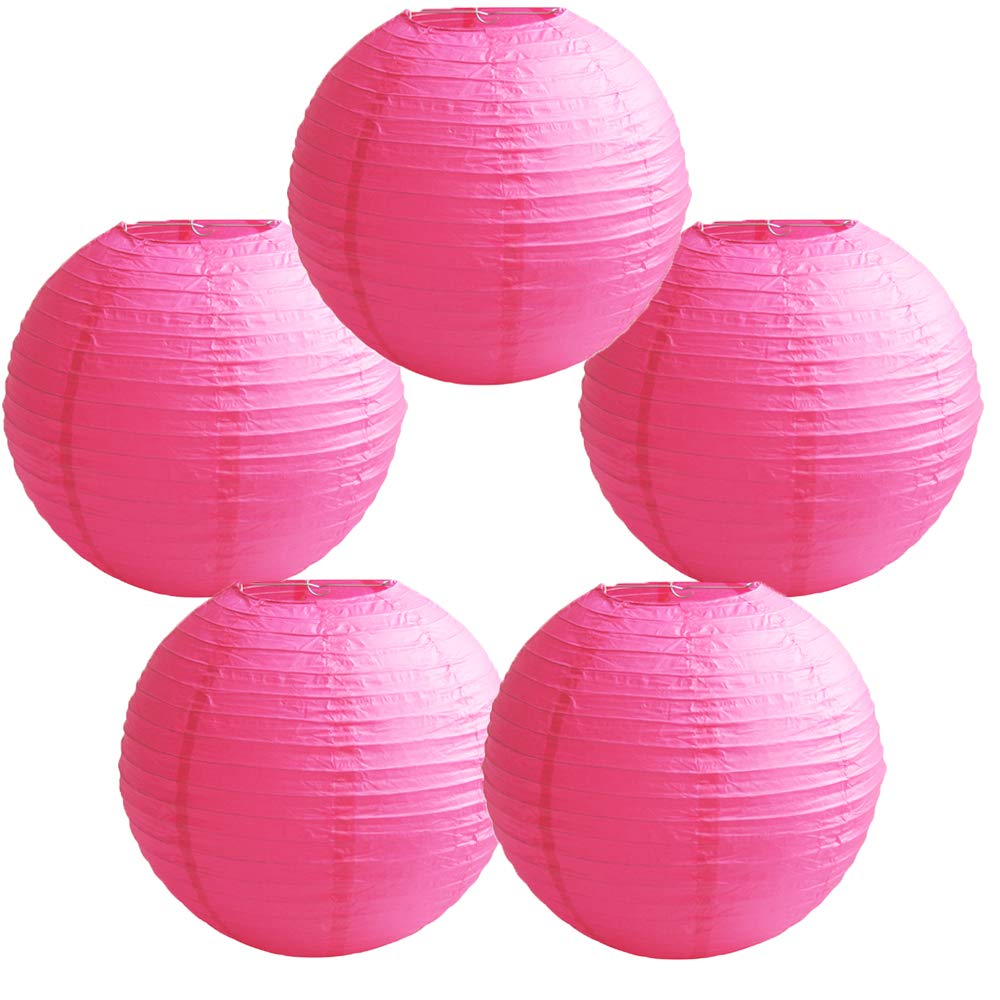 Time to Sparkle 5 Pack Tissue Paper Round Lanterns LampShade Lamp Shade Wedding Birthday Party Decoration | White, 30"(75cm) | — view 15