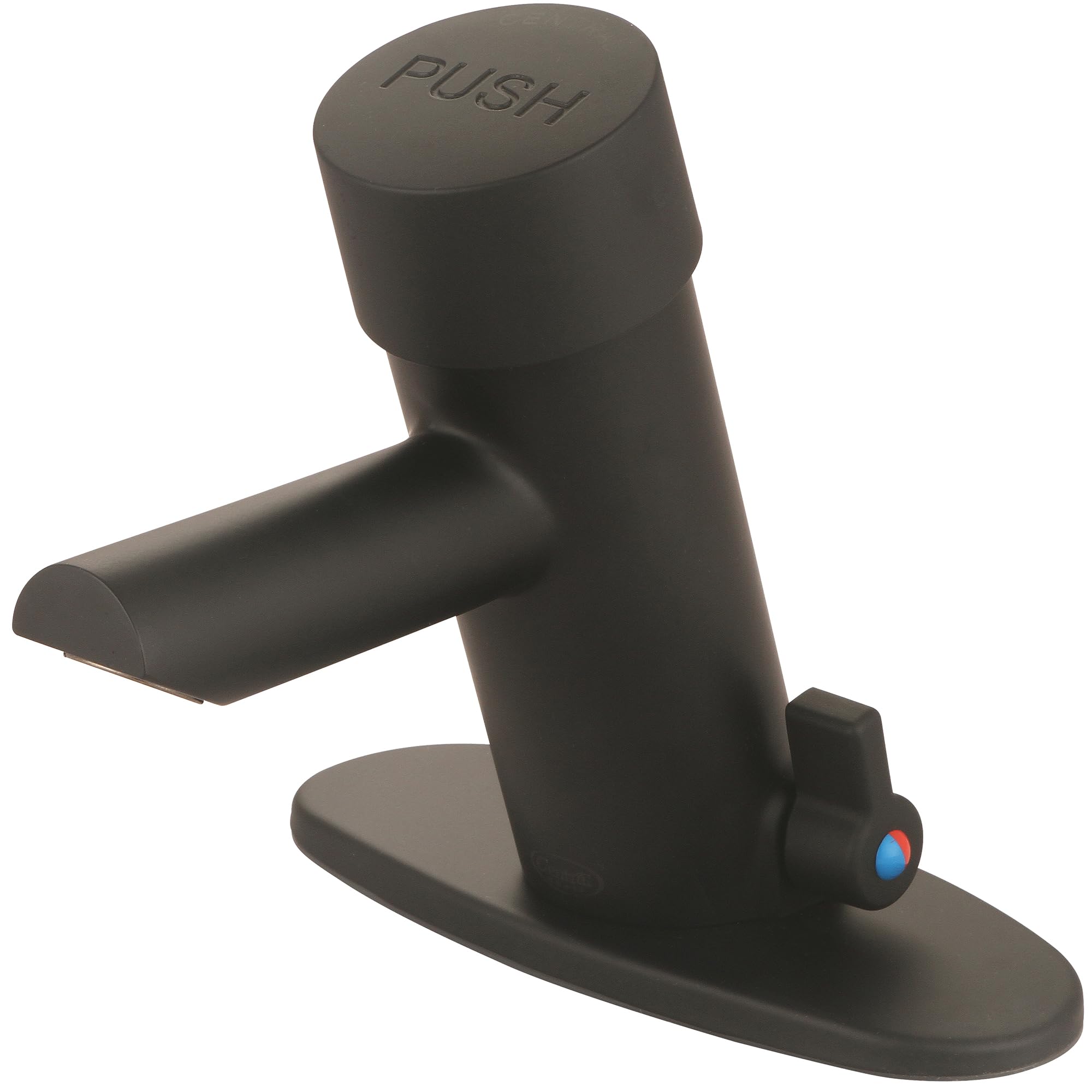 Central Brass 0358-MB Slow-Close Single Handle Basin Metering Faucet w/Optional Deckplate in Matte Black