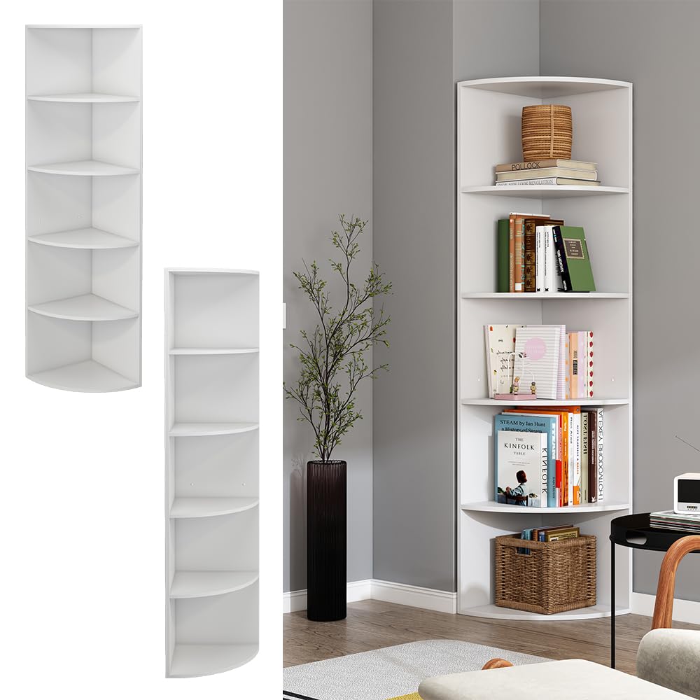 Vicco Libreria Fabienne, Bianco, 40 x 180 cm con 5 scomparti, adatto al montaggio a parete per una configurazione flessibile degli spazi