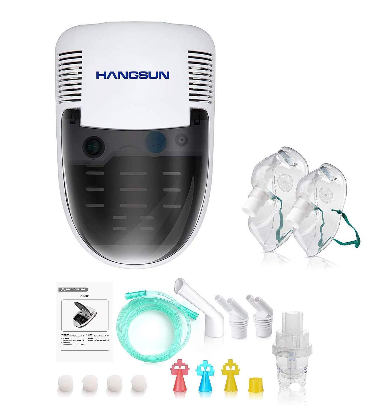 Hangsun Aerosol a Pistone Inalatore Nebulizzatore Silenzioso Portatile per Adulti e Bambini, con accessori per adulti e bambini