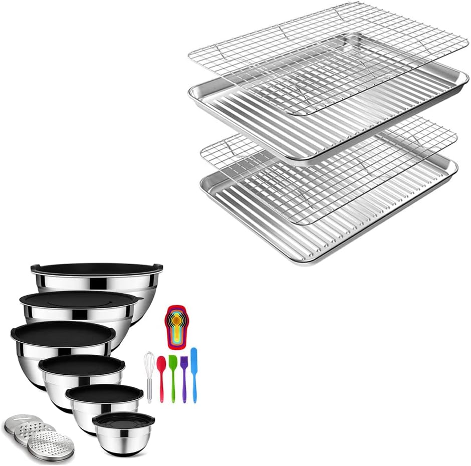 Jelly Roll Sheet Pan Set + Mixing Bowls Set Black