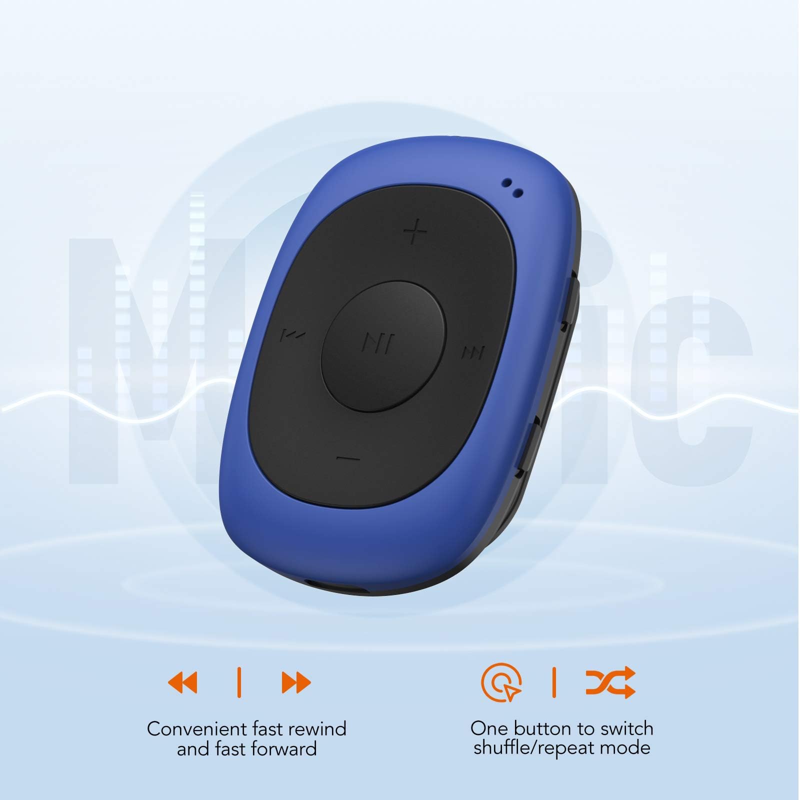 AGPtek G02 Mini-Clip Odtwarzacz MP3 8 GB pojemności z radiem FM(jeden silikonowy futerał w zestawie) (niebieski)