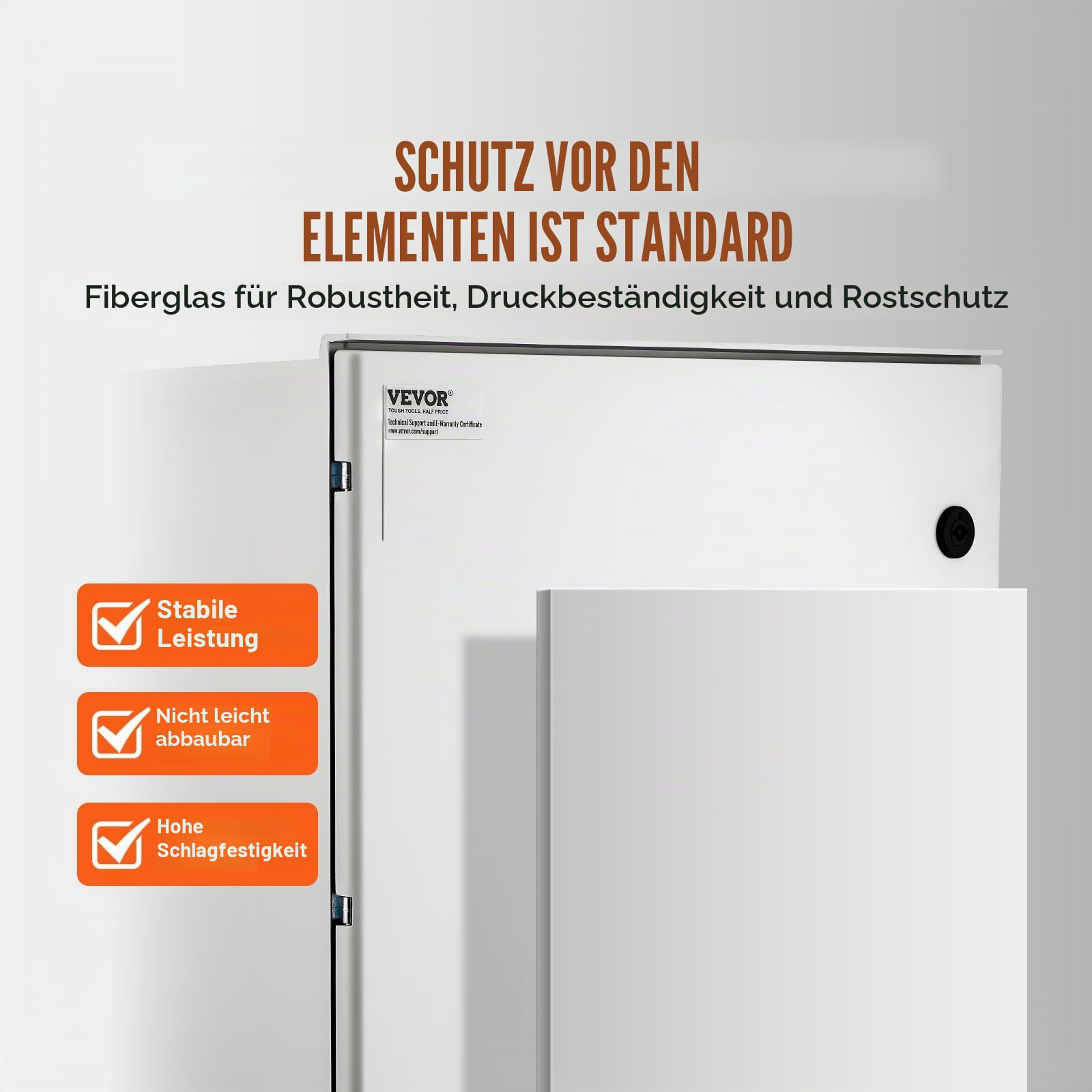 VEVOR Schaltschrank NEMA-Gehäuse, 400x500x200 mm, NEMA 4X Glasfaser-Stahl-Elektrobox, IP66 wasserdicht & staubdicht, Klappanschlussdose für den Innen- &Außenbereich, mit Montageplatte