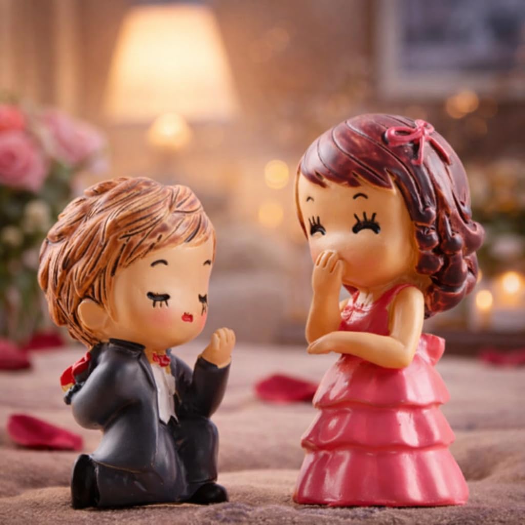 Valentine Gift Proposal I Love You Couple Miniature Figurine For Girlfriend Decoration items For Valentines Day Gift For Girlfriend and Boyfriend, Husband Wife (Multi, Resin, 5 Centimeter)