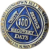 100 Days AA Medallion Reflex Blue Gold Plated 100 Day Chip
