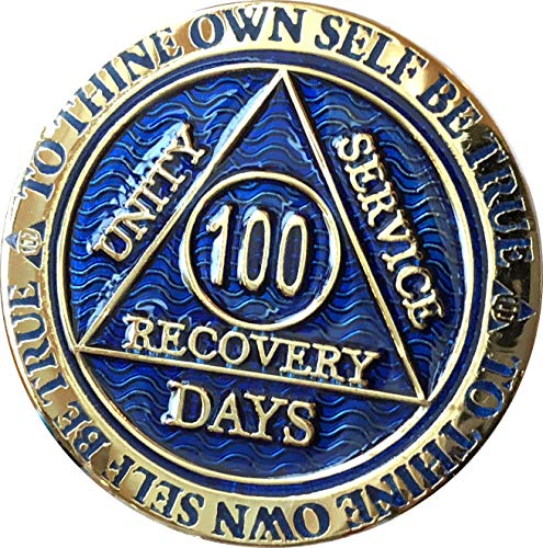 100 Days AA Medallion Reflex Blue Gold Plated 100 Day Chip