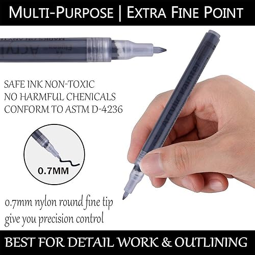 Miniatura 2 de Rotuladores de pintura blanco y negro, 6 unidades, marcador permanente acrílico blanco de 0.028 in, bolígrafos blancos para pintura de roca, piedra,