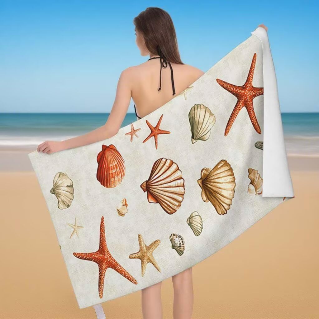 Telo Mare XXL 220x100cm/35x70cm, 2 Set Telo Mare Microfibra Beige Asciugamano Palestra Uomo, Antisabbia, Leggero, Asciugatura Rapida, Teli da Spiaggia Grandi Accessori per Camping Natation Yoga J-24