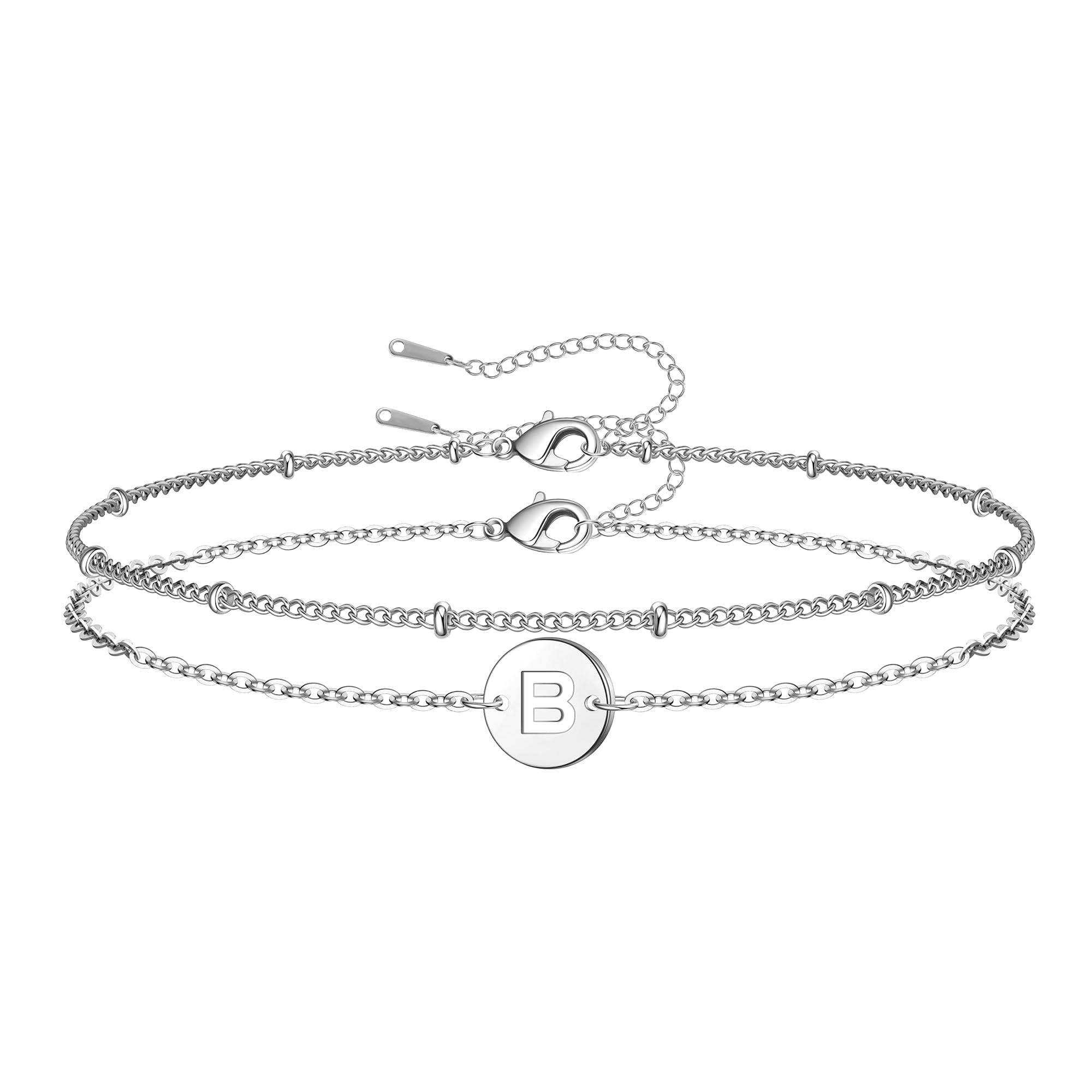 RMMD Armband Damen Gold Silber, Gold Armband mit Buchstaben Damen Personalisiertes Buchstaben Silber Armbänder Schmuck Geburtstagsgeschenke für Frauen Mädchen