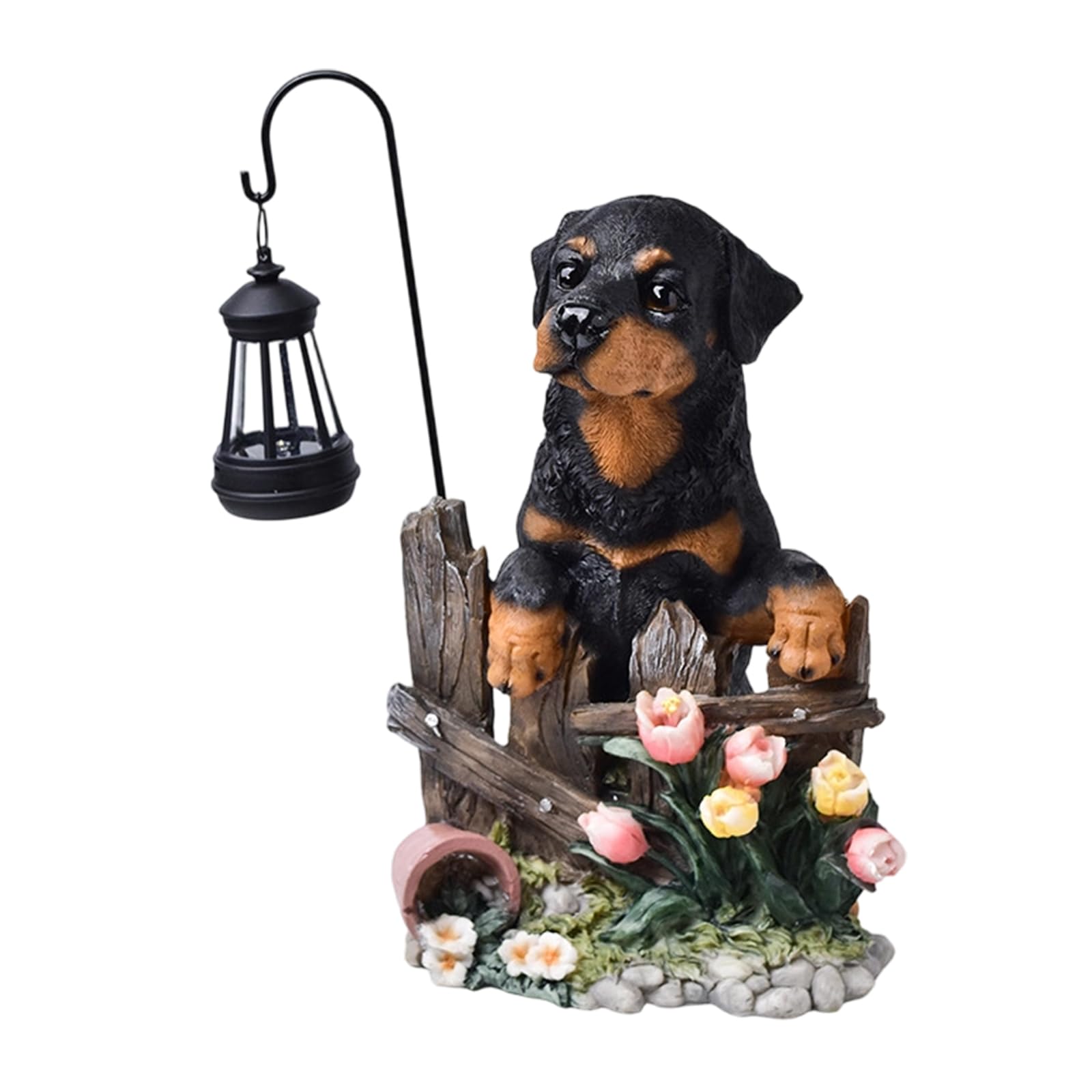 NRGQAXM Dog Statues Outdoor, Dog Solar Lights Outdoor Large Garden Statue with Lanterns-Solar Gardens Statues Figurine Lights Resin Sculpture for Front Yard Decorations Patio Porch Decor