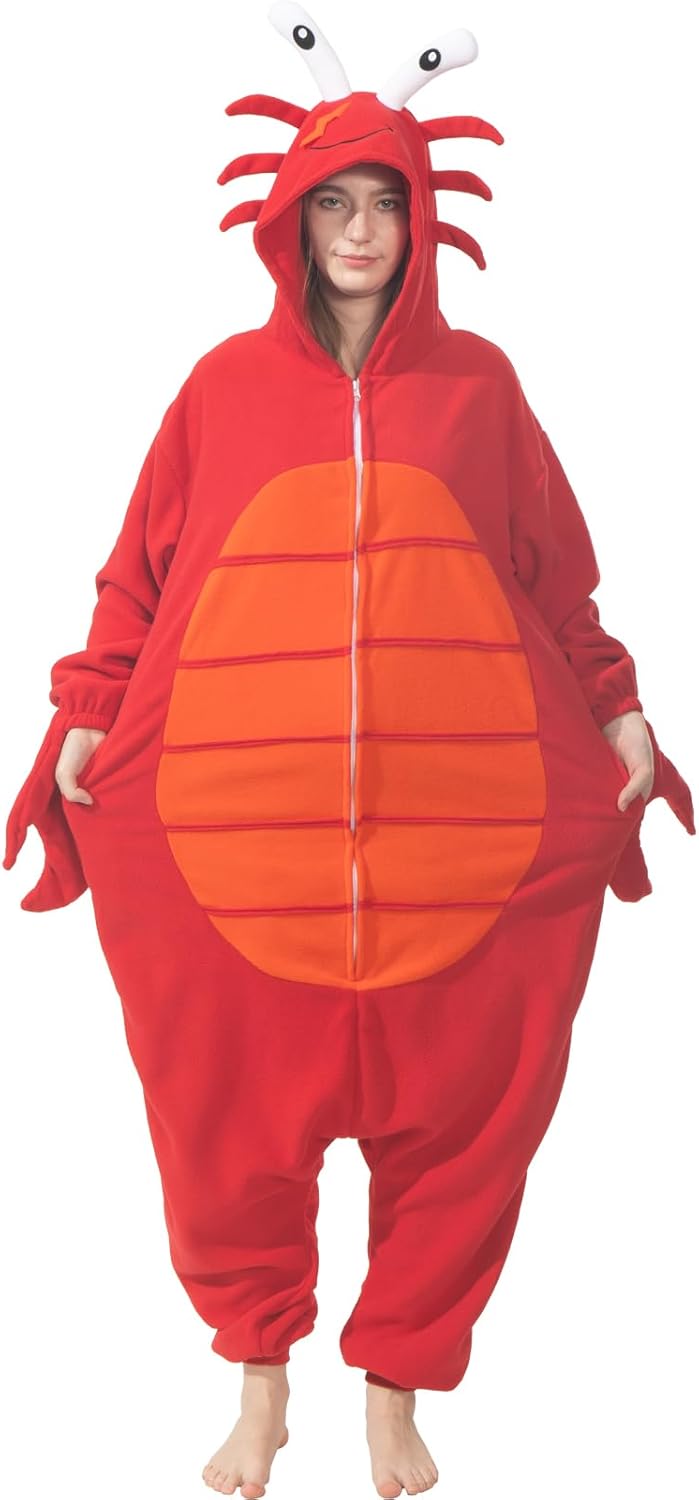 Adult Sea Creatures Onesie Lobster, Crab, Shrimp, Seahorse, Turtle Halloween Costume Unisex Animal Cosplay Pajamas - Image 3