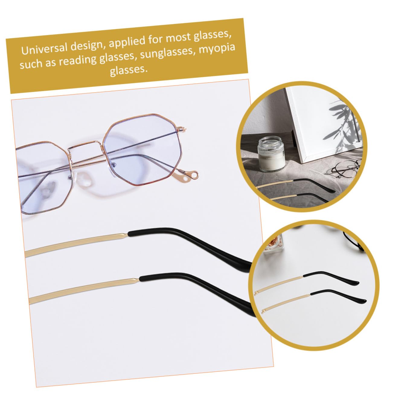 KOMBIUDA 2 Pairs Spectacle Legs Metal Glasses Arms Eyeglass Repair Kit Screwdriver Kit Glasses Supply Glass Washer Metal Eyeglass Legs Glasses Arm Replacement Universal Temple Plastic