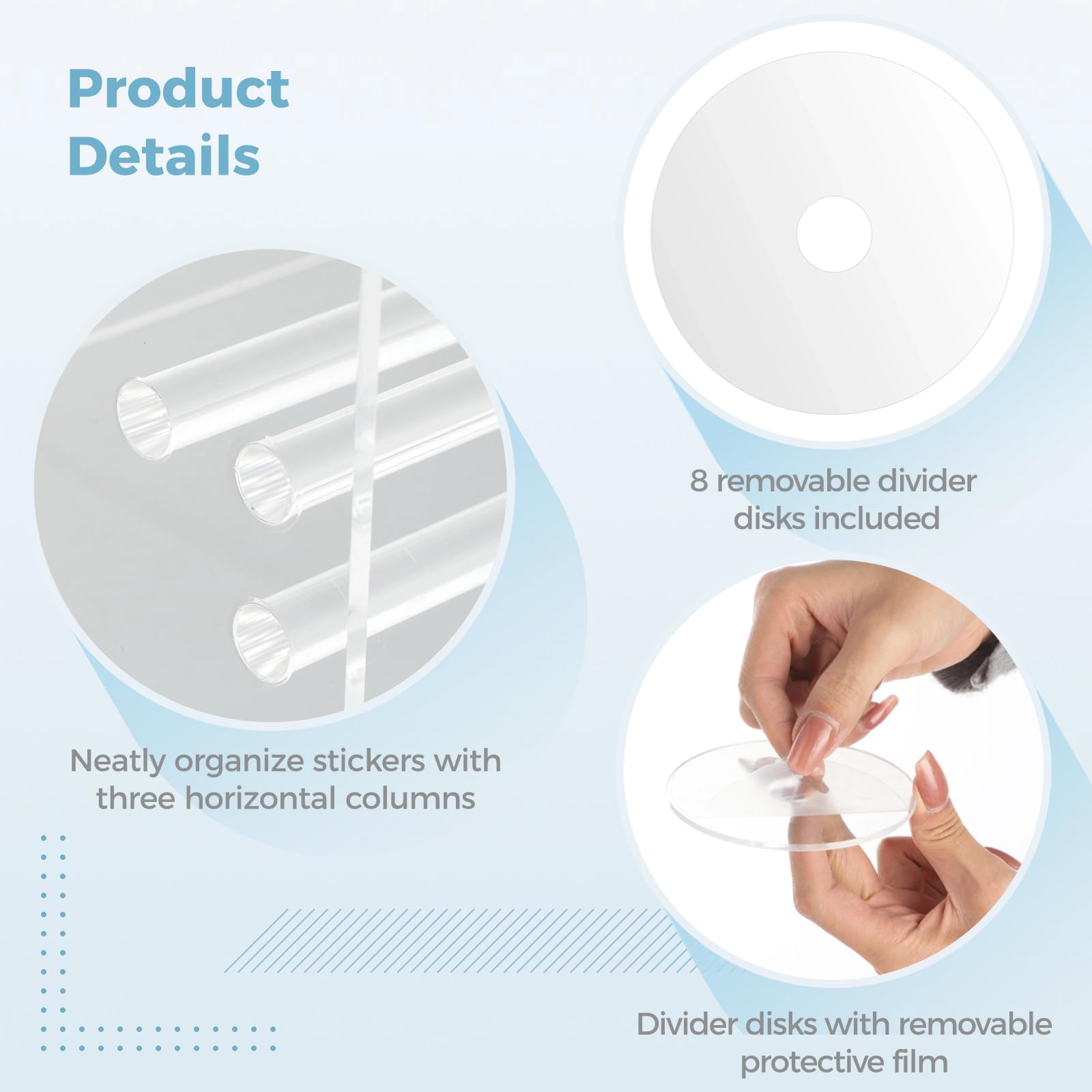 Distributeur Étiquettes Acrylique Transparent Réglable – Porte-Rouleaux 9 Positions + 8 Disques, Support Autocollants Et Rubans Organisé