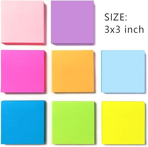 Miniatura 2 de 24 blocs de notas adhesivas emergentes de 3 x 3 pulgadas, repuestos de colores brillantes, autoadhesivos, notas súper adhesivas, paquete de gran