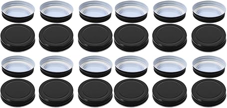 Angoily 24 Pack Metal Jar Lids for Mason Jar Regular Mouth, Black Jar Lids for Mason Jar 2. 75 Inch Leak Free Reusable Canning Lids for Standard Mouth Mason Jars (Black, 70MM)