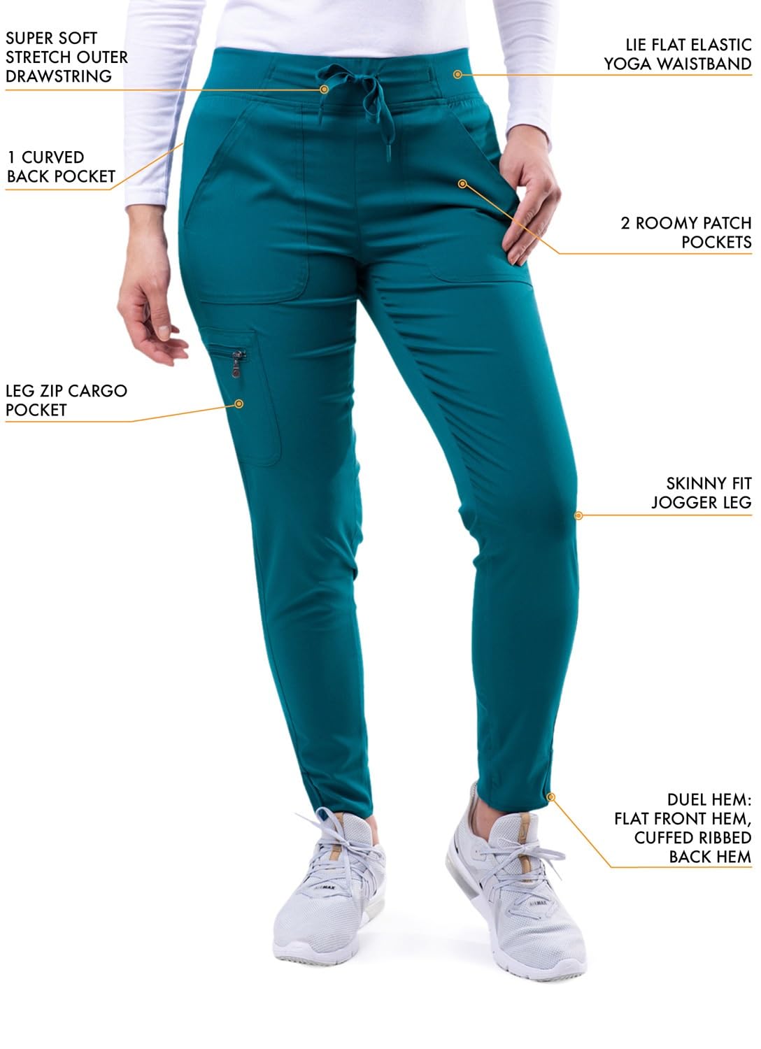 Adar PRO Set Scrub Flawless Plus da Donna - Top con Scollo a V rialzato e Pantaloni da Jogging
