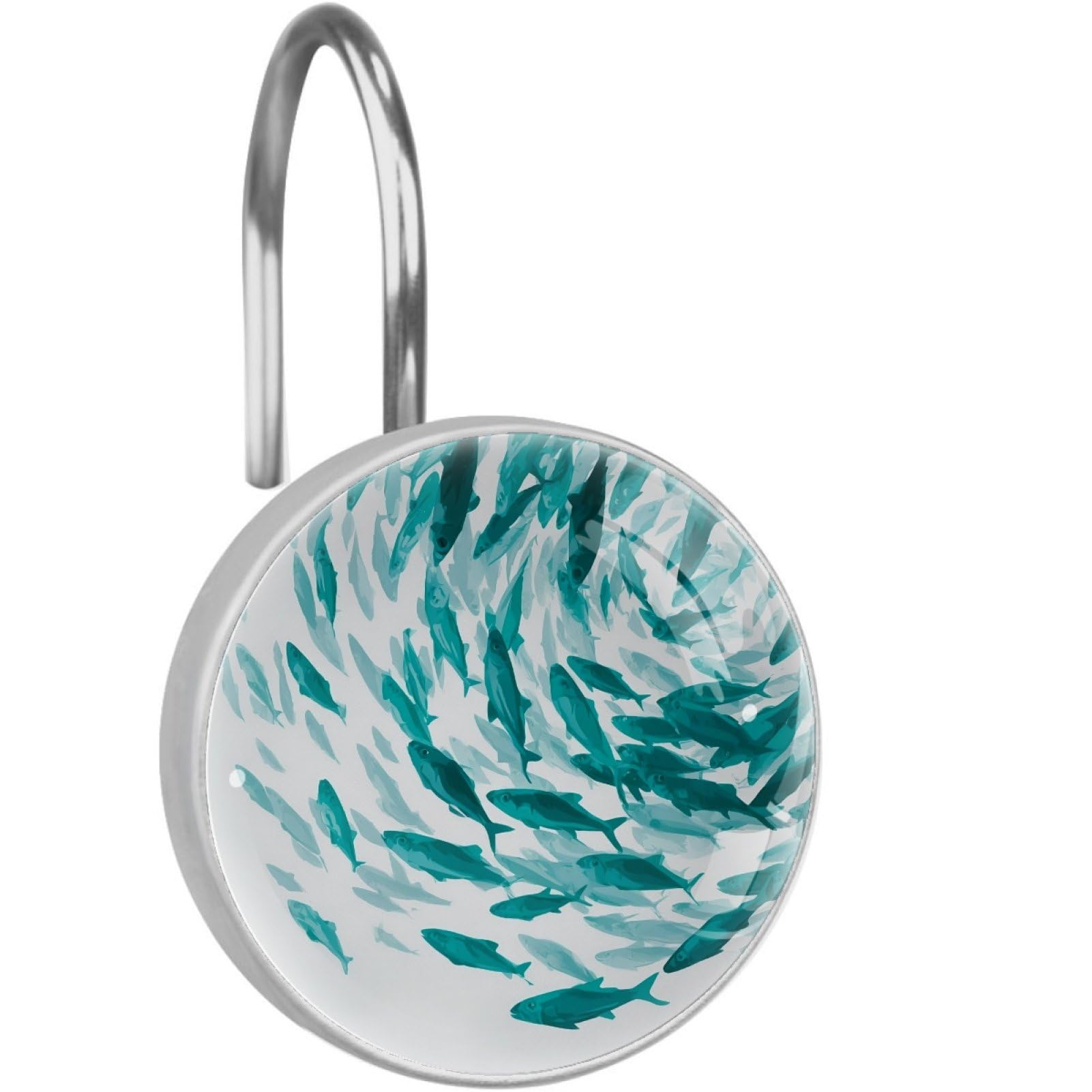 VAPOKF Decorative Shower Curtain Hooks, Ocean Fish Rustproof Stainless Steel Shower Curtain Rings for Bathroom, Shower Curtain Hangers for Shower Rod, 12 Pack